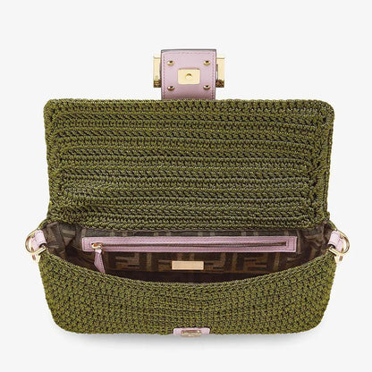 BAGUETTE Green Cotton Crochet Bag - image 4
