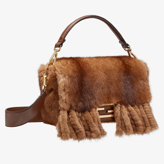 Fendi Baguette Natural Mink Bag With Fringing - photo 1