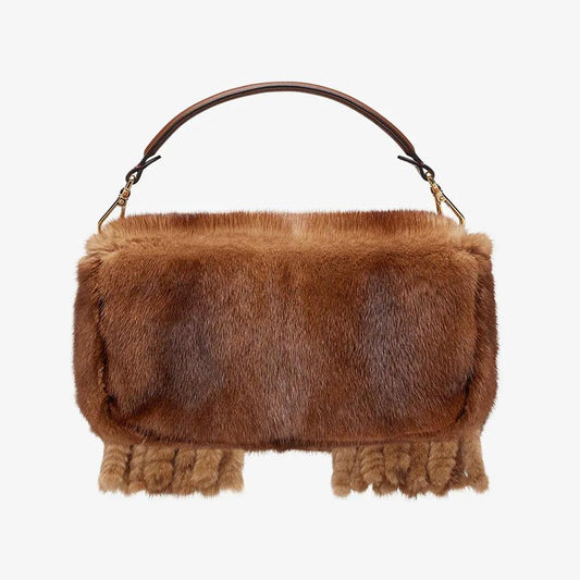 Fendi Baguette Natural Mink Bag With Fringing - photo 2