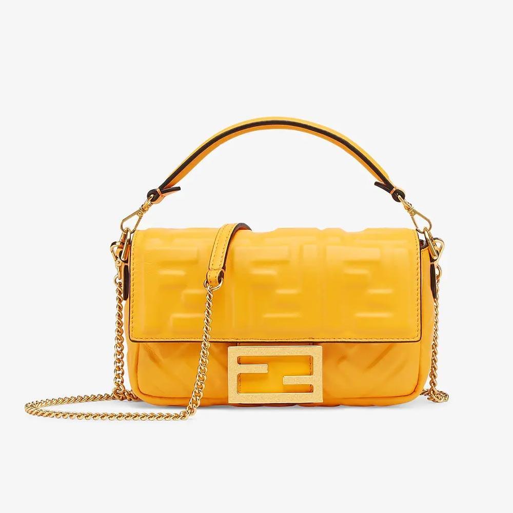 BAGUETTE Orange Nappa Leather Bag Featuring The FF Motif - image 1