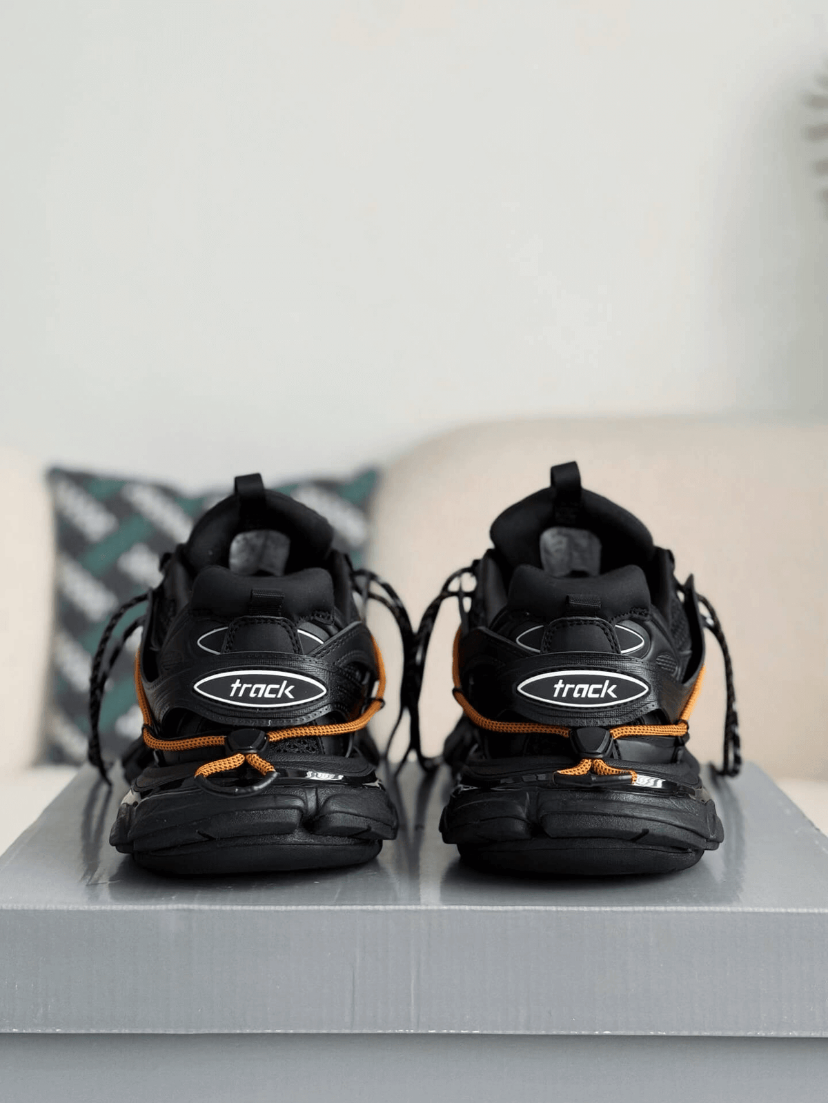 Balenciaga Track Sneaker - Black & Orange Hiking Laces - photo 9