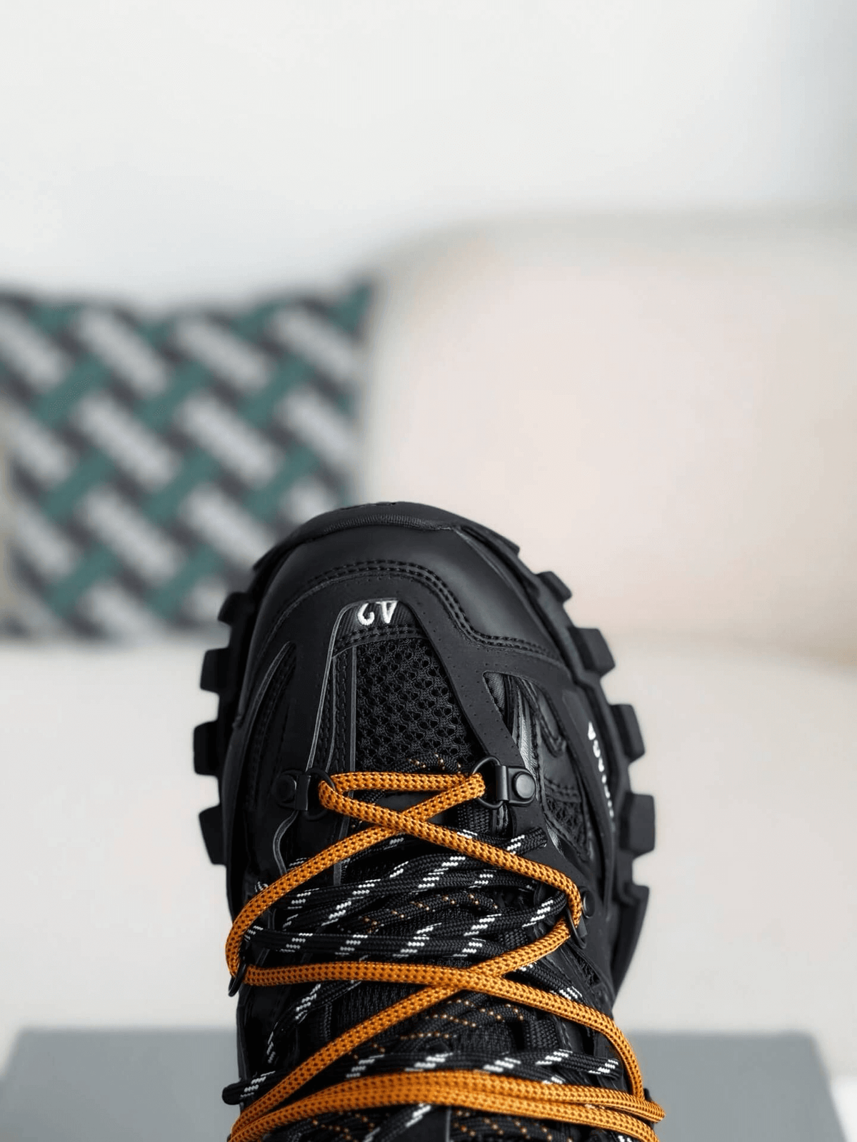Balenciaga Track Sneaker - Black & Orange Hiking Laces - photo 4