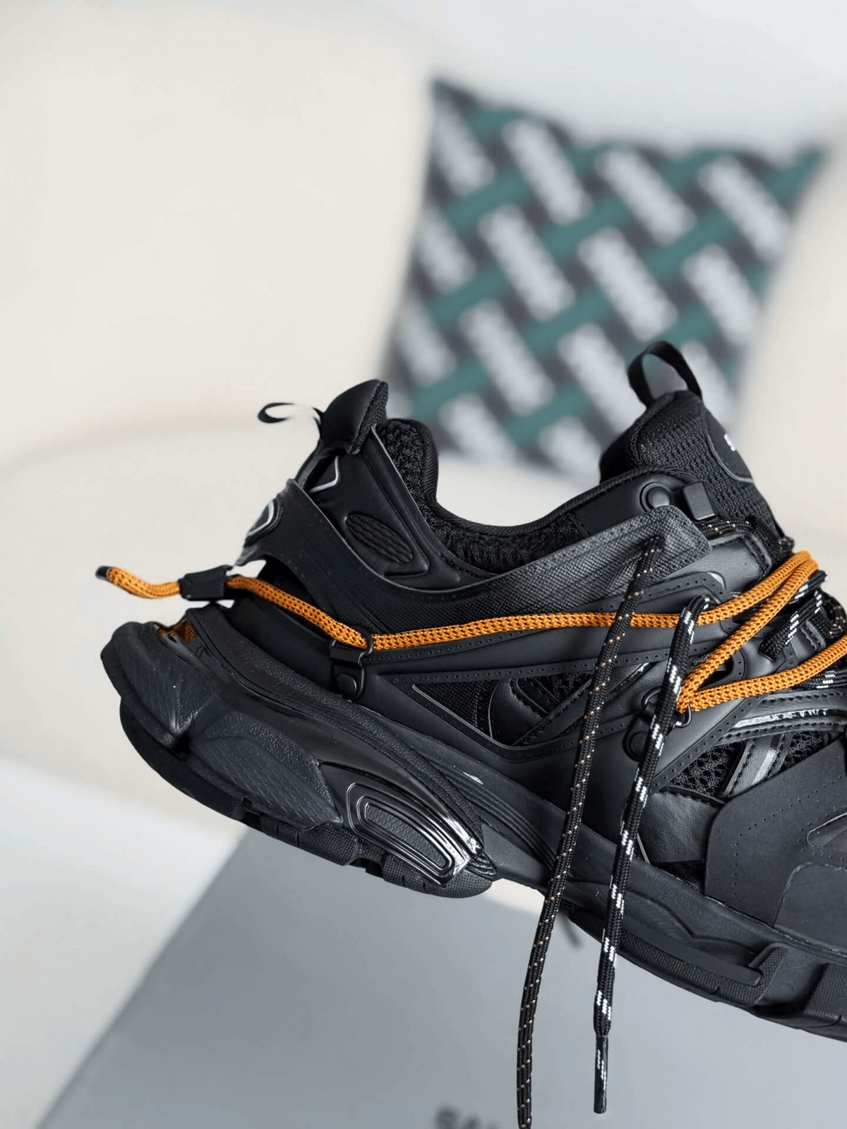 Balenciaga Track Sneaker - Black & Orange Hiking Laces - photo 7