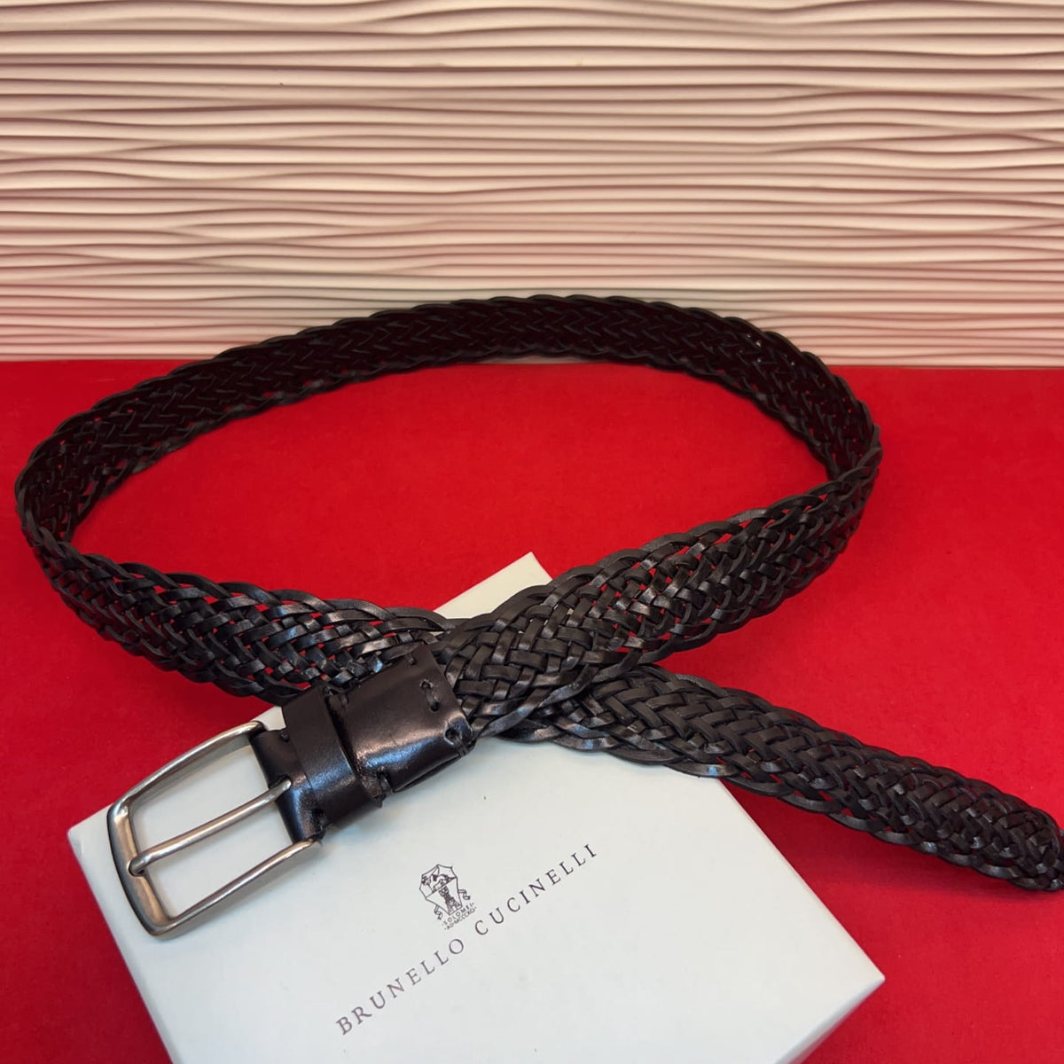 Brunello Cucinelli Woven Leather Belt Black Hand-Woven Calfskin - photo 1