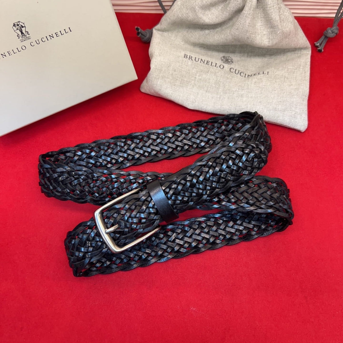 Brunello Cucinelli Woven Leather Belt Black Hand-Woven Calfskin - photo 3