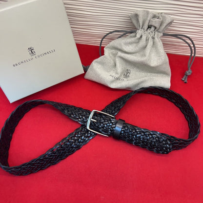 Brunello Cucinelli Woven Leather Belt Black Hand-Woven Calfskin - photo 4