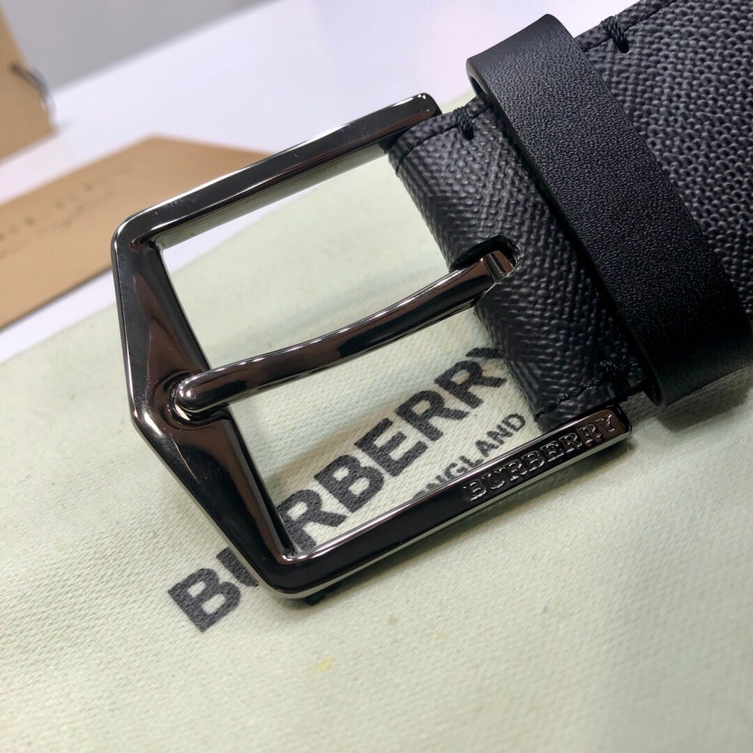 Burberry Black Check-Print Reversible Faux-Leather Belt - photo 2
