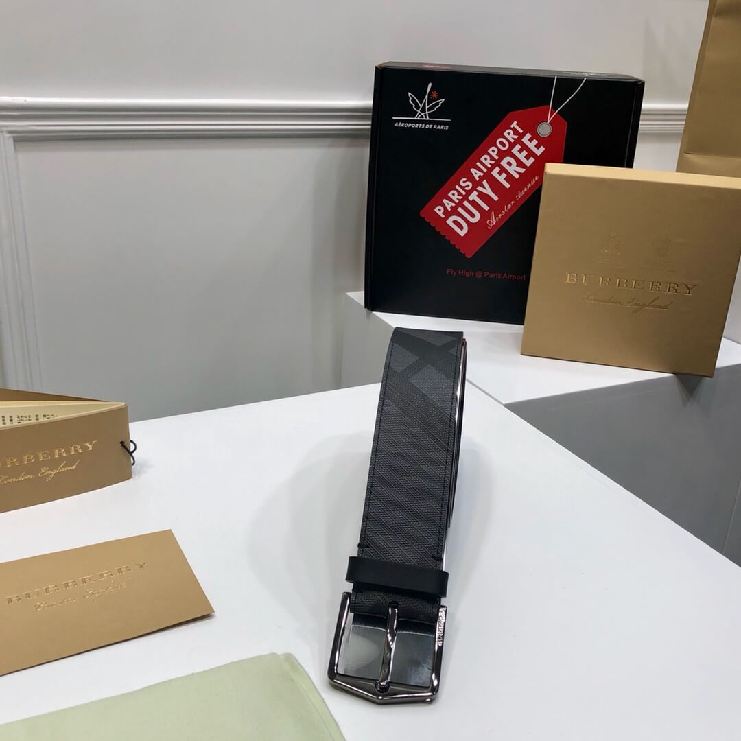 Burberry Black Check-Print Reversible Faux-Leather Belt - photo 3