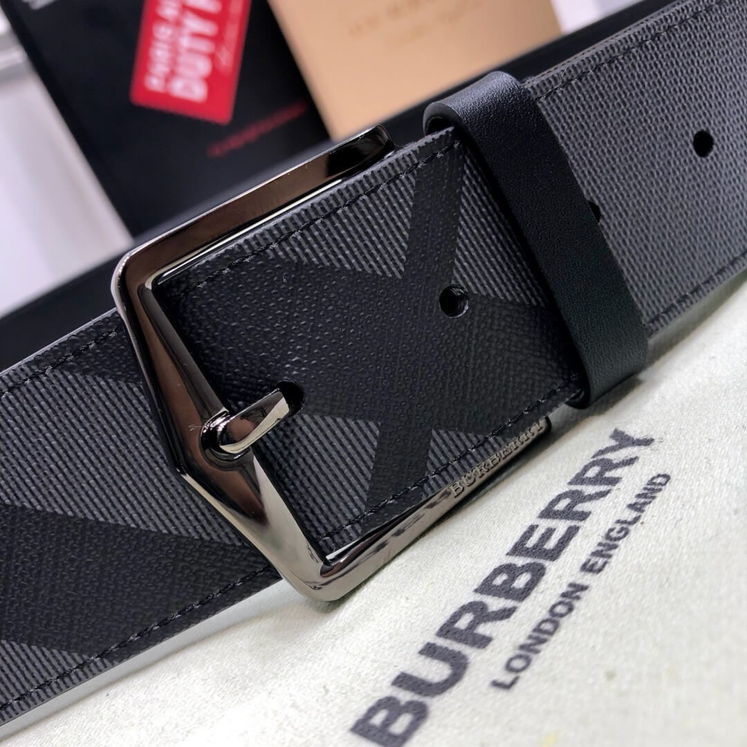 Burberry Black Check-Print Reversible Faux-Leather Belt - photo 6