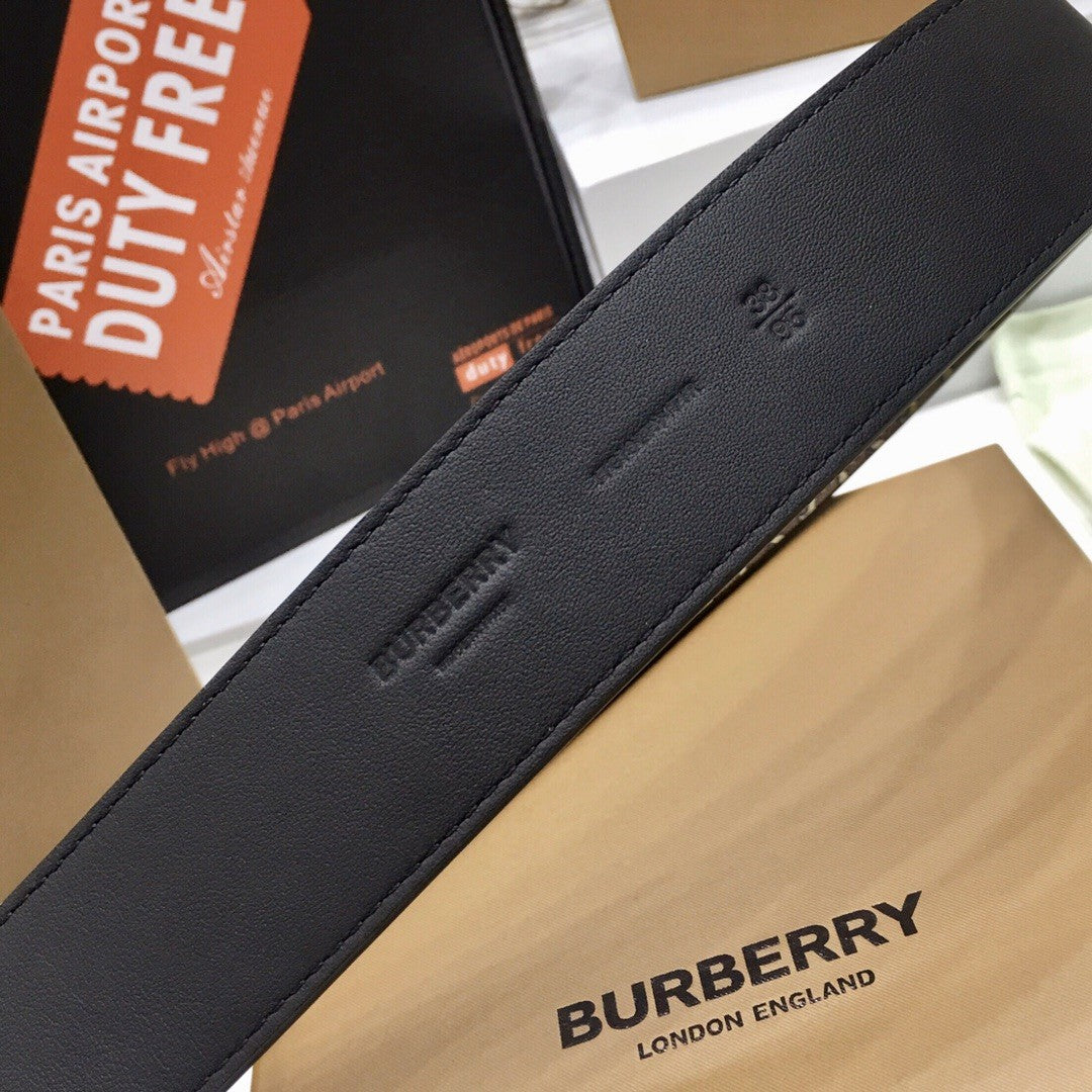 Burberry Brown Bridle Monogram Coated Canvas TB Buckle Belt in Silver Hardware - photo 3