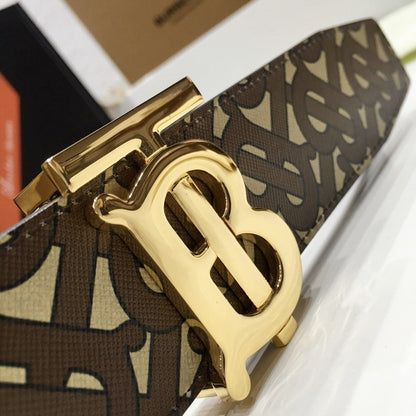 Burberry Brown Bridle Monogram Coated Canvas TB Buckle Belt - image 1