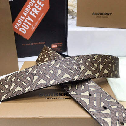 Burberry Brown Bridle Monogram Coated Canvas TB Buckle Belt - image 4