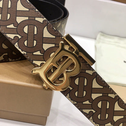 Burberry Brown Bridle Monogram Coated Canvas TB Buckle Belt - image 6