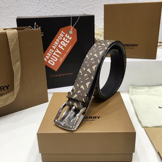 Burberry Brown TB Monogram Coated Canvas Buckle Belt - photo 1