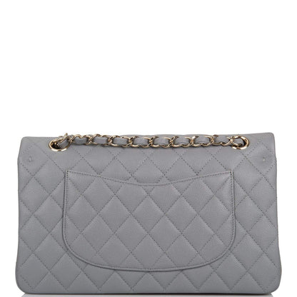 Chanel Shiny Grey Quilted Caviar Medium Classic Double Flap Bag Light Gold Hardware - photo 4
