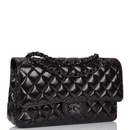 Chanel Shiny SO Black Crumpled Calfskin Quilted Medium Classic Double Flap Bag Black Hardware - photo 2