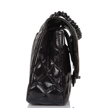 Chanel Shiny SO Black Crumpled Calfskin Quilted Medium Classic Double Flap Bag Black Hardware - photo 4