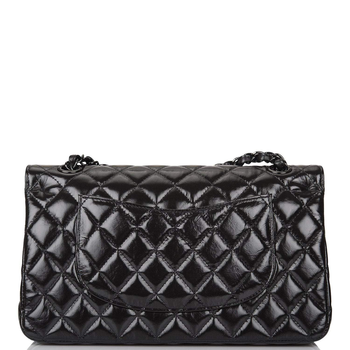 Chanel Shiny SO Black Crumpled Calfskin Quilted Medium Classic Double Flap Bag Black Hardware - photo 5