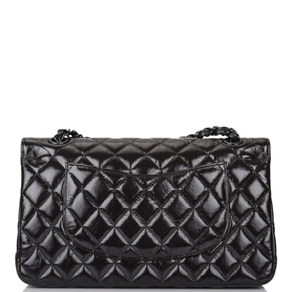 Chanel Shiny SO Black Crumpled Calfskin Quilted Medium Classic Double Flap Bag Black Hardware - photo 5