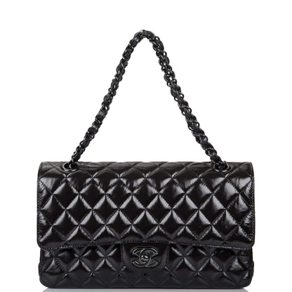 Chanel Shiny SO Black Crumpled Calfskin Quilted Medium Classic Double Flap Bag Black Hardware - photo 7