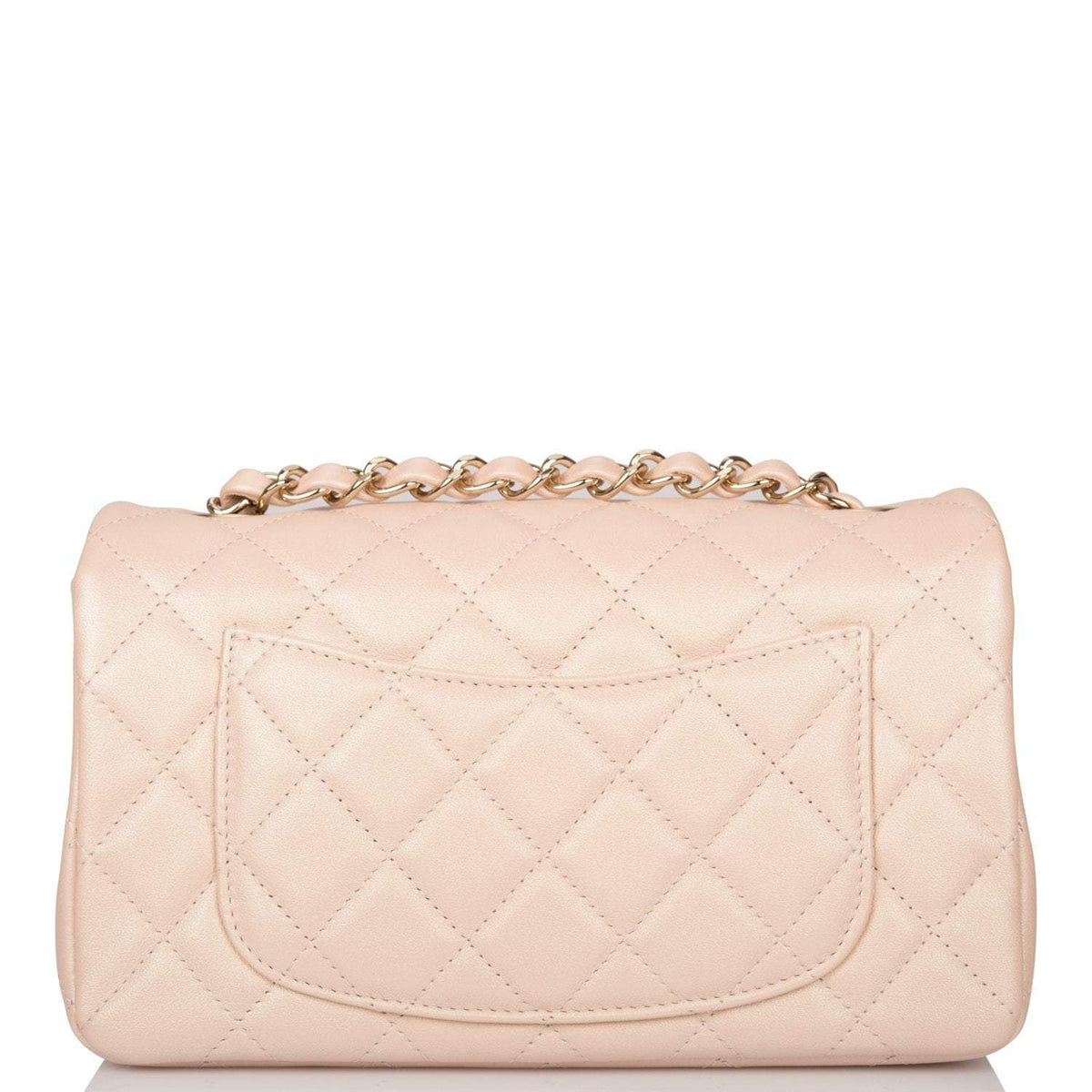 Chanel Beige Iridescent Quilted Lambskin Rectangular Mini Classic Flap Bag Light Gold Hardware - image 4