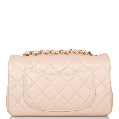 Chanel Beige Iridescent Quilted Lambskin Rectangular Mini Classic Flap Bag Light Gold Hardware - image 4