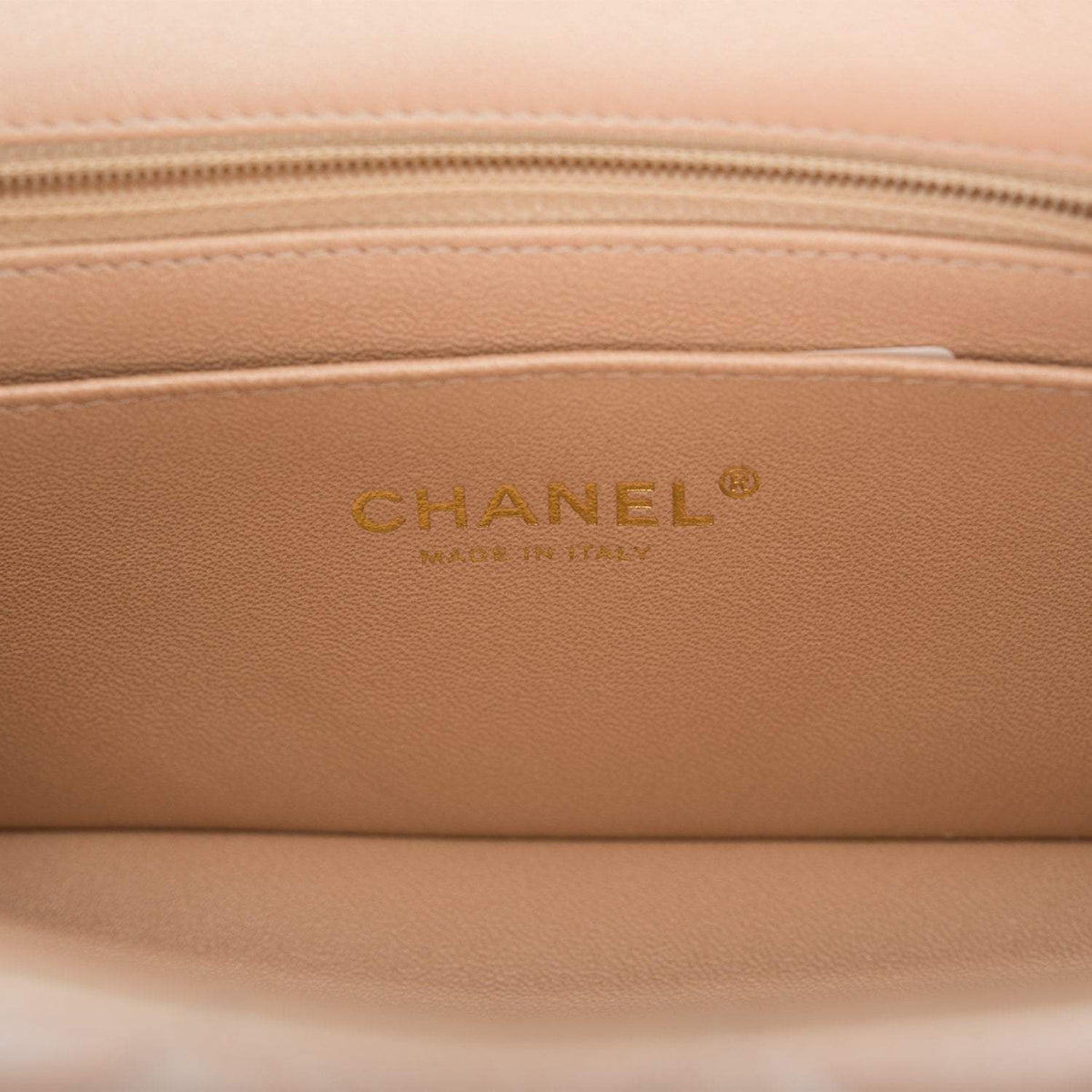 Chanel Beige Iridescent Quilted Lambskin Rectangular Mini Classic Flap Bag Light Gold Hardware - image 8