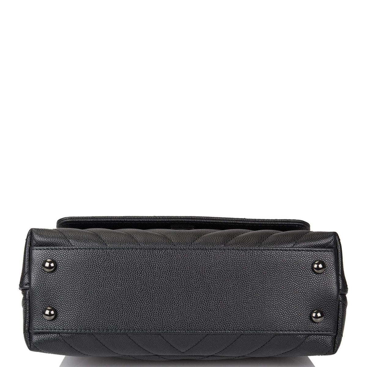 Chanel SO Black Chevron Caviar Mini Coco Handle Flap Bag Black Hardware - image 7