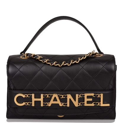 Chanel Black Calfskin Enchained Flap Bag Antique Gold Hardware - photo 1