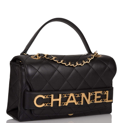 Chanel Black Calfskin Enchained Flap Bag Antique Gold Hardware - photo 2