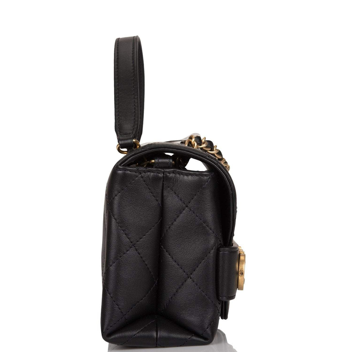 Chanel Black Calfskin Enchained Flap Bag Antique Gold Hardware - photo 3