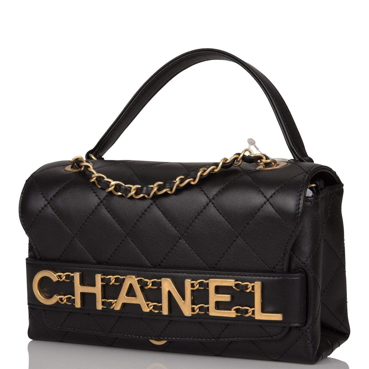 Chanel Black Calfskin Enchained Flap Bag Antique Gold Hardware - photo 5