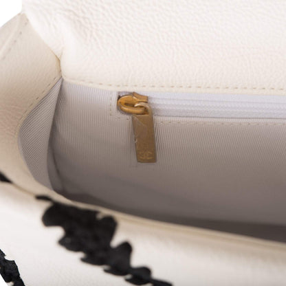 Chanel White and Black Crochet Quilted Calfskin Medium 19 Flap Bag Mixed Hardware - photo 10