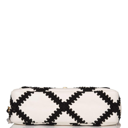Chanel White and Black Crochet Quilted Calfskin Medium 19 Flap Bag Mixed Hardware - photo 6