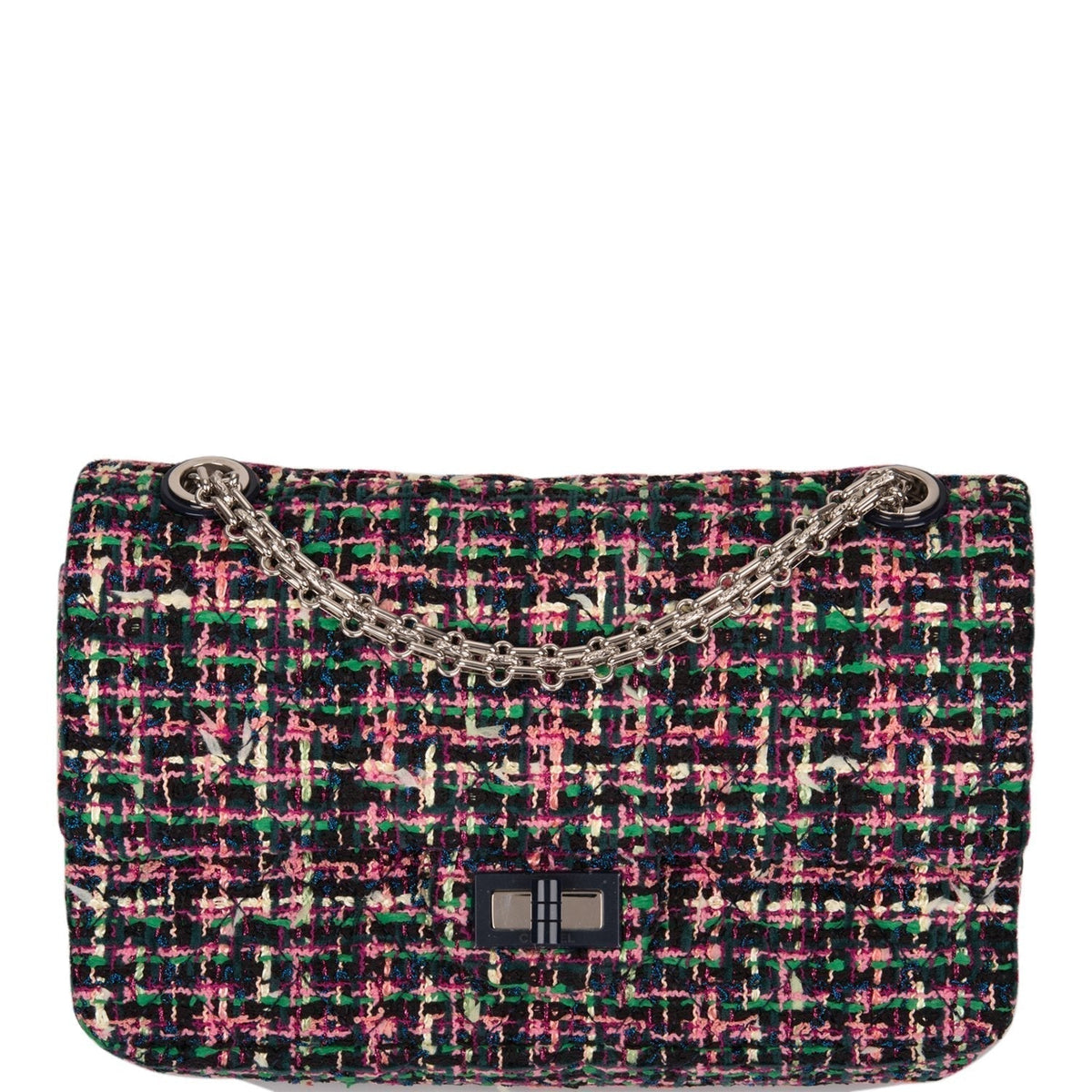 Chanel Pink Multicolor Tweed 2.55 Reissue Double Flap Bag 225 Silver Hardware - photo 1