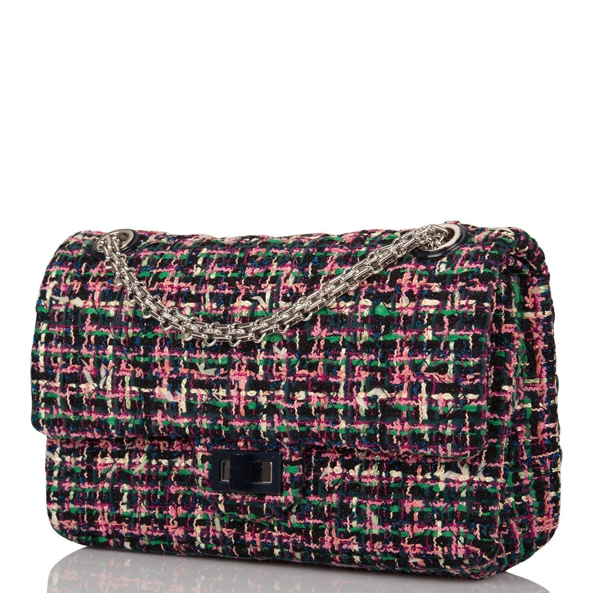 Chanel Pink Multicolor Tweed 2.55 Reissue Double Flap Bag 225 Silver Hardware - photo 5