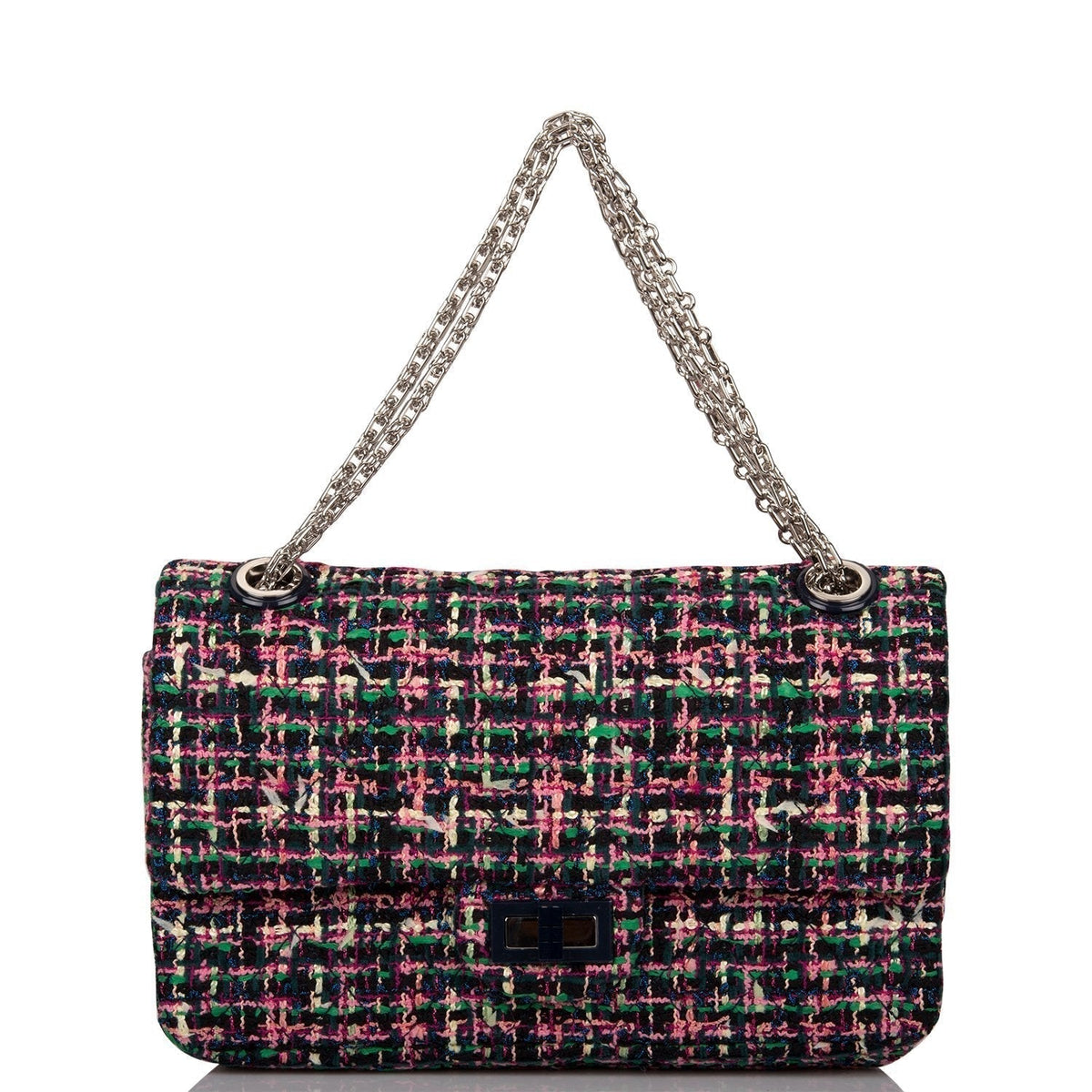 Chanel Pink Multicolor Tweed 2.55 Reissue Double Flap Bag 225 Silver Hardware - photo 7