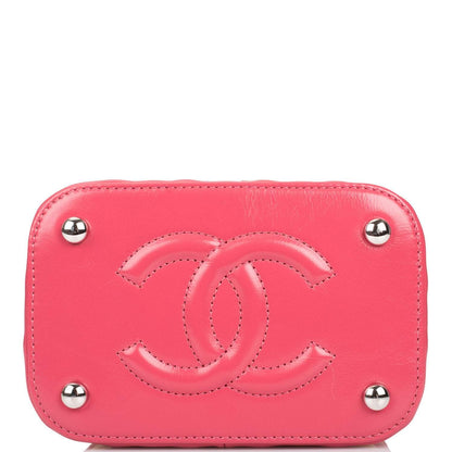Chanel Pink Small Rattan Vanity Case Silver Hardware - photo 6