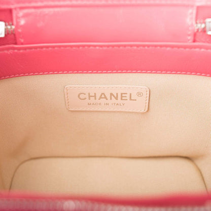 Chanel Pink Small Rattan Vanity Case Silver Hardware - photo 8