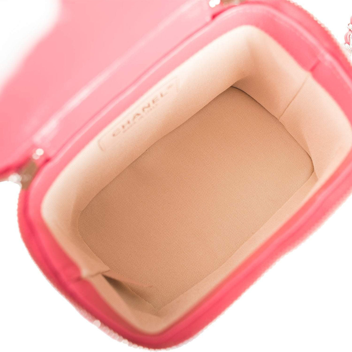 Chanel Pink Small Rattan Vanity Case Silver Hardware - photo 9