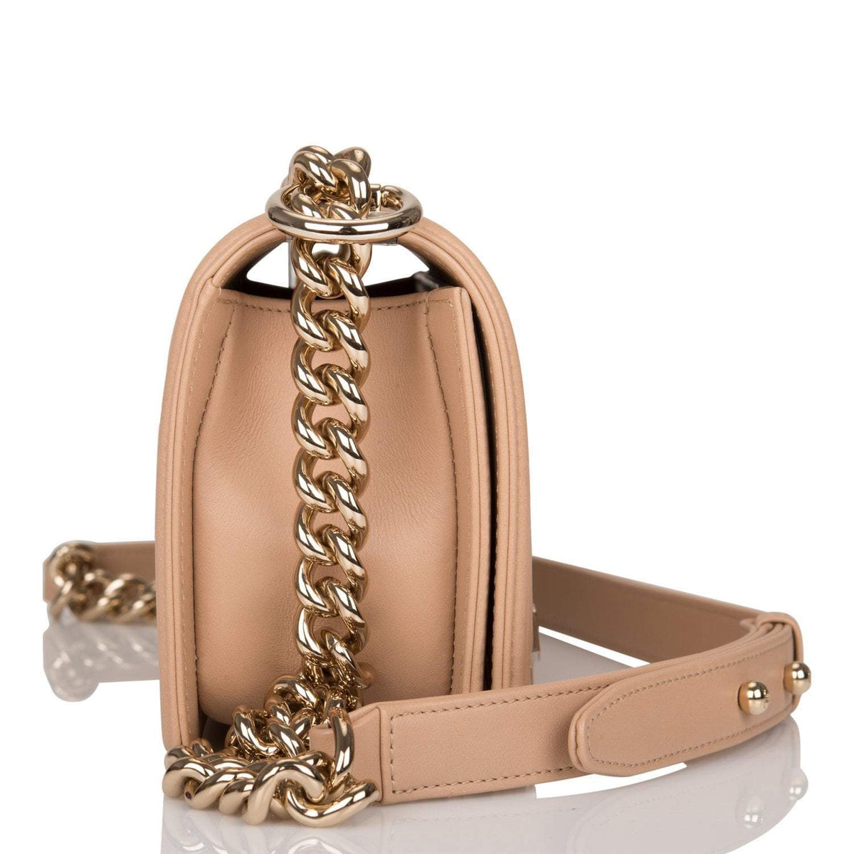 Chanel Camel Quilted Lambskin Small Boy Bag Light Gold Hardware - photo 3