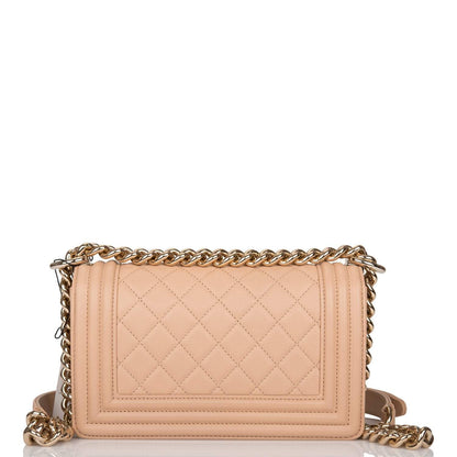 Chanel Camel Quilted Lambskin Small Boy Bag Light Gold Hardware - photo 4