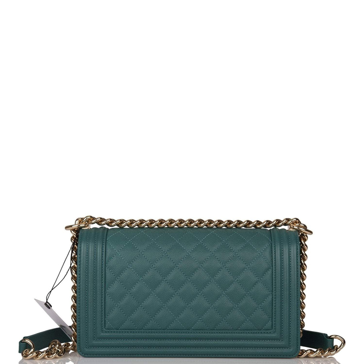 Chanel Green Quilted Caviar Medium Boy Bag Light Gold Hardware - photo 5