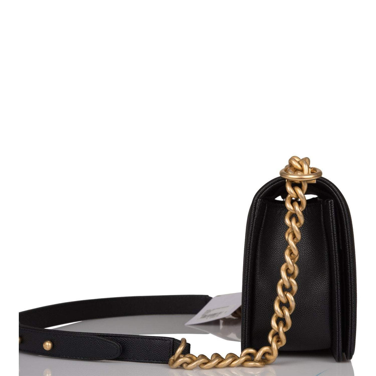 Chanel Black Quilted Caviar Medium Boy Bag Antique Gold Hardware - image 3