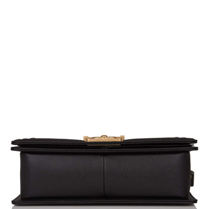 Chanel Black Quilted Caviar Medium Boy Bag Antique Gold Hardware - image 6