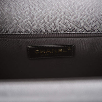Chanel Black Quilted Caviar Medium Boy Bag Antique Gold Hardware - image 9