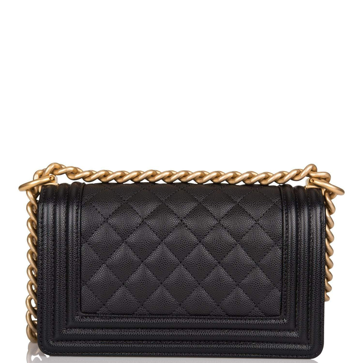 Chanel Small Boy Bag Black Caviar Antique Gold Hardware - photo 3