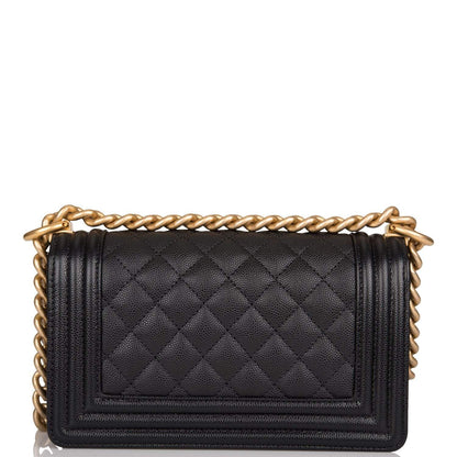Chanel Small Boy Bag Black Caviar Antique Gold Hardware - photo 3
