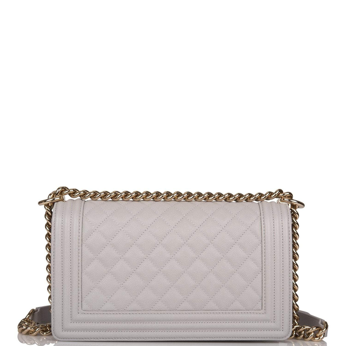 Chanel Medium Boy Bag Grey Quilted Caviar Light Gold Hardware - photo 3