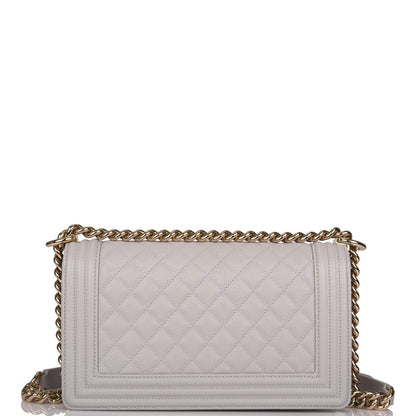 Chanel Medium Boy Bag Grey Quilted Caviar Light Gold Hardware - photo 3